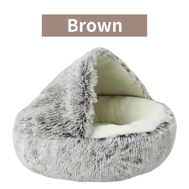 Winter Plush Pet Cat Bed Round Cat Cushion Cat House 2 In 1 Warm Cats Basket Pet Sleep Bag Kitten Nest Kennel for Small Dog Cats